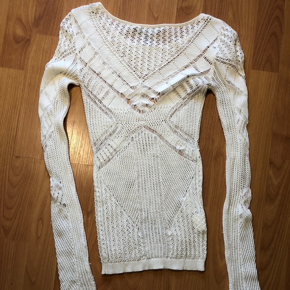 Semi Sheer knit body contouring stretch long sleeve - Picture 12 of 12